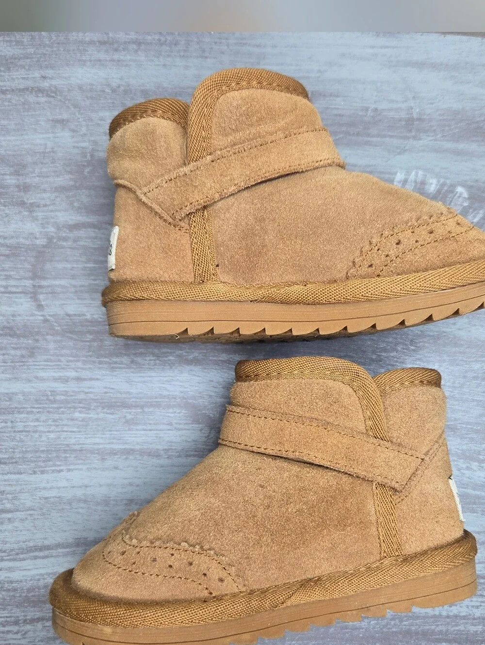 Babyfeet Tan Suede Winter Boots with Fleece Lining Toddler Size 6